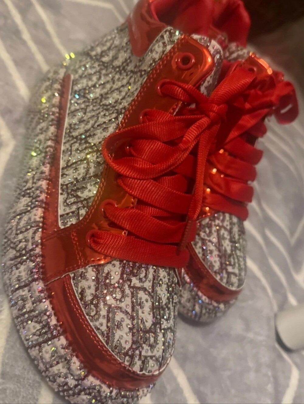 Sparkle Red Glitter High-Top Sneakers